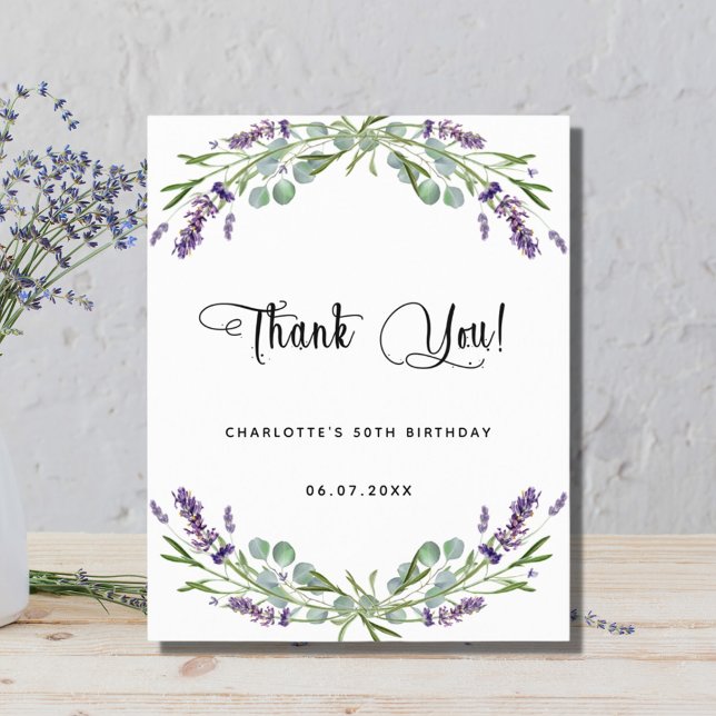 Budget birthday lavender eucalyptus thank you card (Creator Uploaded)