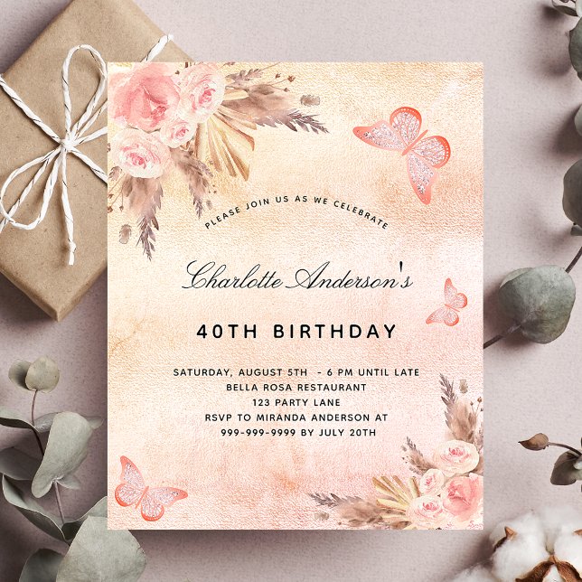 Budget birthday pampas grass blush butterfly (Creator Uploaded)