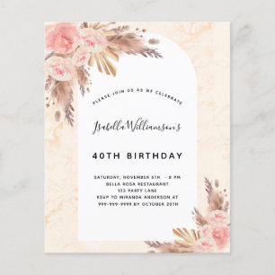 Budget birthday pampas grass rose gold blush pink
