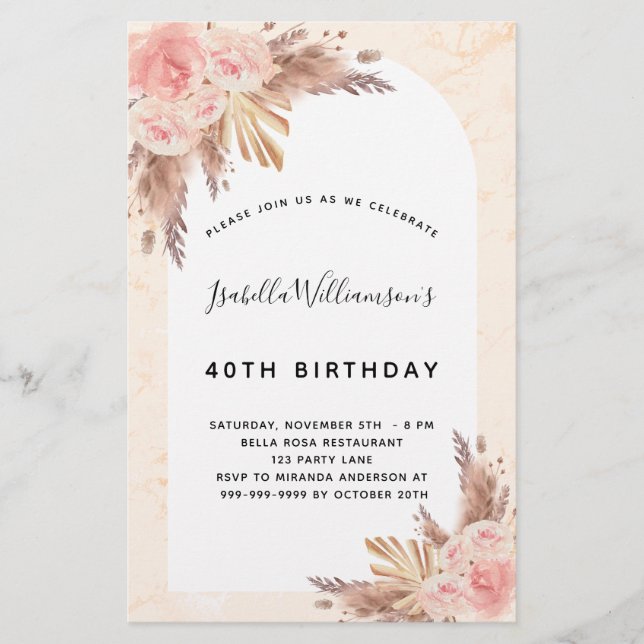 Budget birthday pampas grass rose gold blush pink (Front)