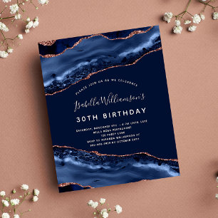 Budget birthday party agate marble blue rose gold