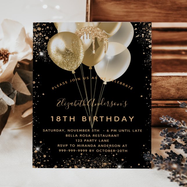 Budget birthday party black gold glitter balloons (Creator Uploaded)