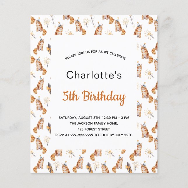 Budget birthday party cats white golden girl (Front)
