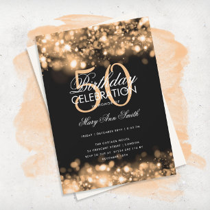 Budget Birthday Party Elegant Gold Glam Lights Invitation