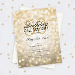 Budget Birthday Party Elegant Gold Sparkle Lights Invitation<br><div class="desc">Elegant "Birthday Party Program" design with Sparkle Lights in Gold w/ custom text.</div>