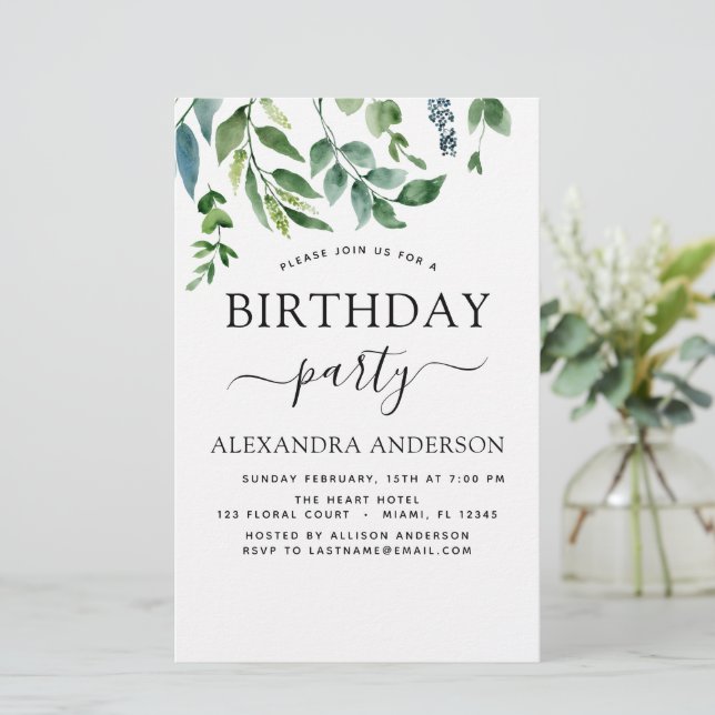 Budget Birthday Party Spring Botanical Greenery (Standing Front)