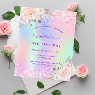 Budget birthday pink purple glitter floral