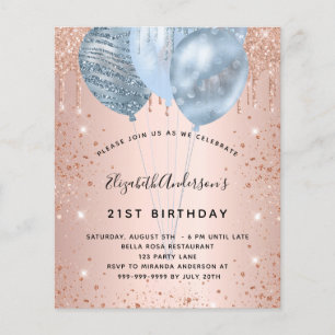 Budget birthday rose gold blue balloons