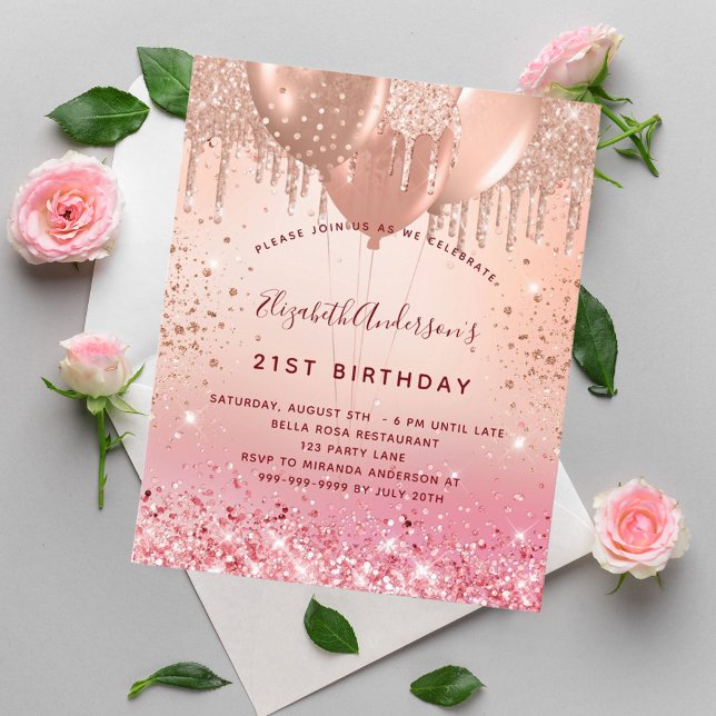 Budget birthday rose gold pink glitter balloons (Creator Uploaded)