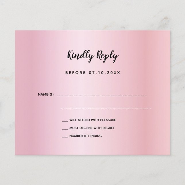 Budget birthday rose gold purple bow RSVP (Front)