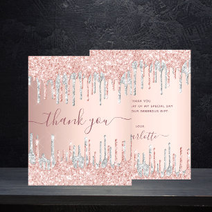 BUDGET birthday rose gold silver glitter thank you