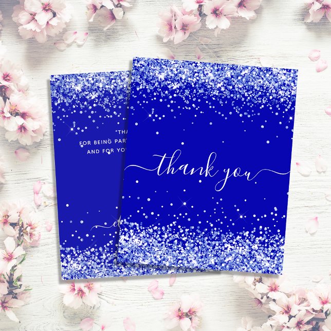 Budget birthday royal blue glitter thank you (Creator Uploaded)