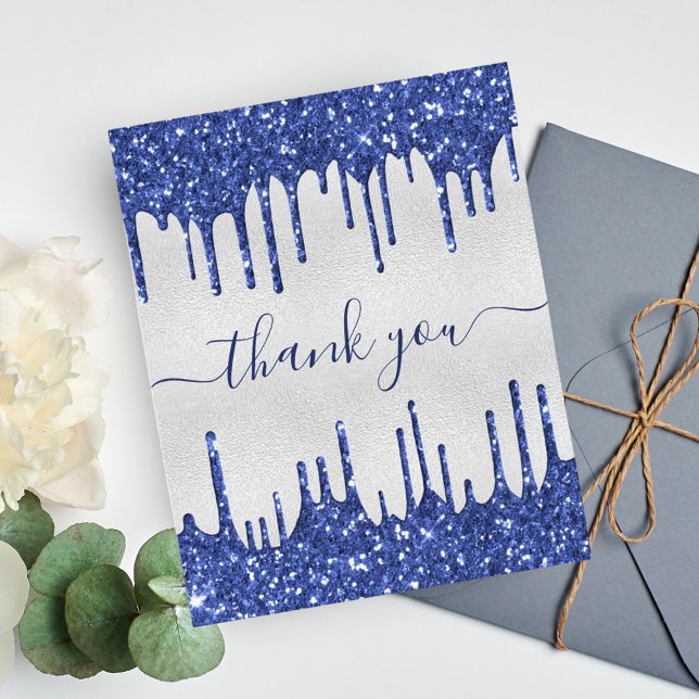 BUDGET Birthday silver blue glitter thank you (Creator Uploaded)