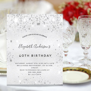Budget birthday silver glitter dust metal elegant