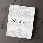 BUDGET Birthday silver glitter dust thank you<br><div class="desc">A feminine and elegant birthday thank you card. A faux silver metallic looking background colour. With faux glitter dust. On front large hand lettered script and the text: Thank You. Back: Personalise and add Your thank you note and name. The name is written with a modern hand lettered style script...</div>