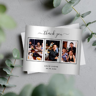 Budget birthday silver photo thank you card