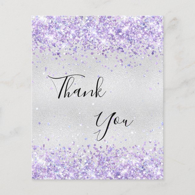 BUDGET Birthday silver purple glitter thank you (Front)