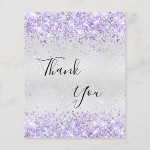 BUDGET Birthday silver purple glitter thank you