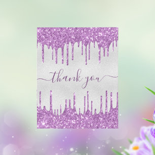 BUDGET Birthday silver purple glitter thank you