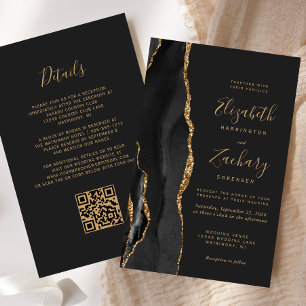 Budget Black Agate Dark QR Code Wedding