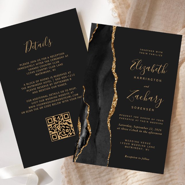 Budget Black Agate Dark QR Code Wedding (Creator Uploaded)