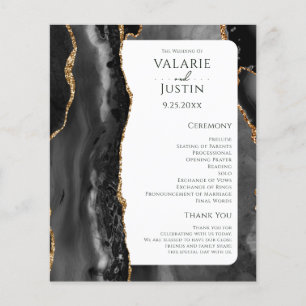 Budget Black Agate Gold Glitter Wedding Program