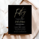 Budget Black and Gold Script 50th Birthday<br><div class="desc">Celebrate turning 50 in style with a Minimalist Script Black and Gold Birthday Invitation! Featuring sleek black and gold accents, elegant script typography, and a clean, modern design, this invitation sets the tone for a sophisticated celebration. Perfect for any venue, from chic lounges to intimate gatherings, it combines timeless elegance...</div>