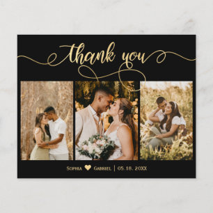 Budget Black and Gold Script Photo Wedding 
