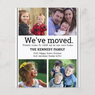 Budget Black And White 4 Photo Collage Moving Card