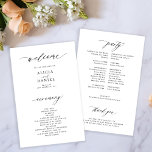 Budget black and white elegant wedding program<br><div class="desc">Modern simple minimalist typography trendy clean white ceremony and party BUDGET affordable wedding program template featuring a chic trendy calligraphy script.              Easy to personalise with your custom text on both sides!</div>