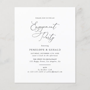 Budget Black And White Engagement Party Invitation Flyer