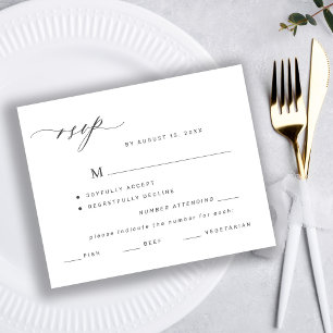 Budget black and white menu choice wedding rsvp