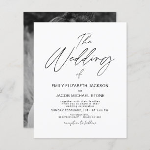 Budget Black and White Photo Wedding Invitation