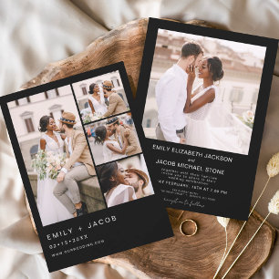 Budget Black and White Photo Wedding Invitation