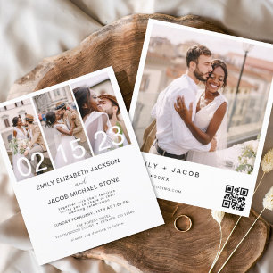 Budget Black and White Photo Wedding Invitation