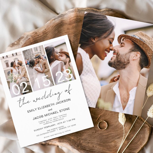 Budget Black and White Photo Wedding Invitation Flyer (Creator Uploaded)