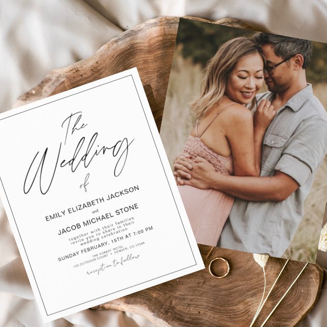 Budget Black and White Photo Wedding Invitation Flyer (Creator Uploaded)