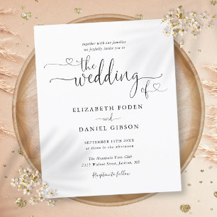 Budget Black And White Script Wedding Invitation