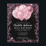 Budget Black Blush Pink Glitter Balloon Birthday<br><div class="desc">Modern Glam Blush Pink Black Glitter Sparkle Balloon Elegant Stylish Birthday Invitation</div>