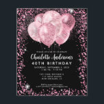 Budget Black Blush Pink Glitter Balloon Birthday<br><div class="desc">Modern Glam Blush Pink Black Glitter Sparkle Balloon Elegant Stylish Birthday Invitation</div>
