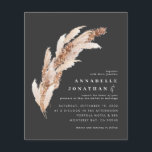 Budget black boho pampas elegant wedding invite flyer<br><div class="desc">Budget natural botanical pampas grass watercolors and script wedding invitation with space for QR code. Modern on trend design collection in contemporary on Trend terracotta,  teal,  black and natural beige colorway.</div>