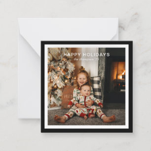 BUDGET Black Bold Square Border 1 Photo Christmas Card