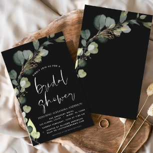 Budget Black Bridal Shower Rustic Invitation