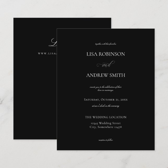 Budget Black Calligraphy Wedding (Front/Back)