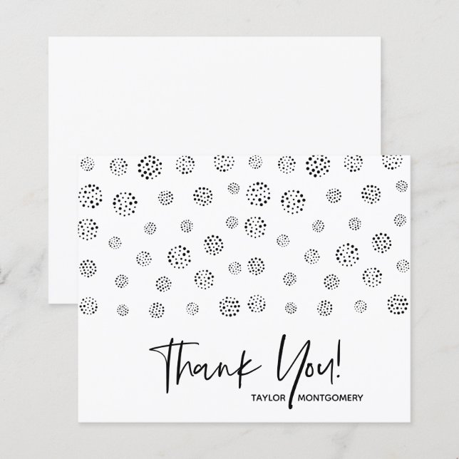 Budget Black Dotted Thank You Cards (Front/Back)