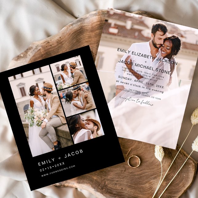 Budget Black Elegant Minimalist Wedding Invitation Flyer (Creator Uploaded)