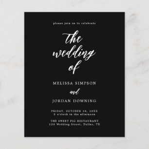 Budget Black Elegant Script Wedding Invitation