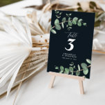 Budget black eucalyptus elegant wedding table invitation<br><div class="desc">Beautiful delicate elegant budget eucalyptus foliage wedding table number design. Modern elegant on trend sage green,  black,  navy blue and white stylish contemporary rustic collection. Ideal for spring,  summer,  fall,  autumn or winter weddings.</div>