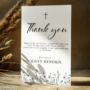 Budget Black Floral Memorial Thank you Card