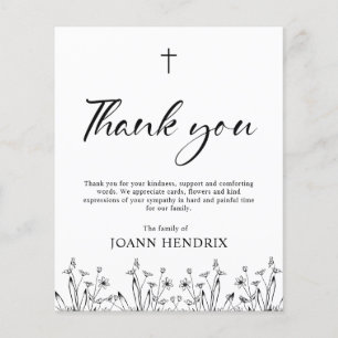 Budget Black Floral Memorial Thank you Card